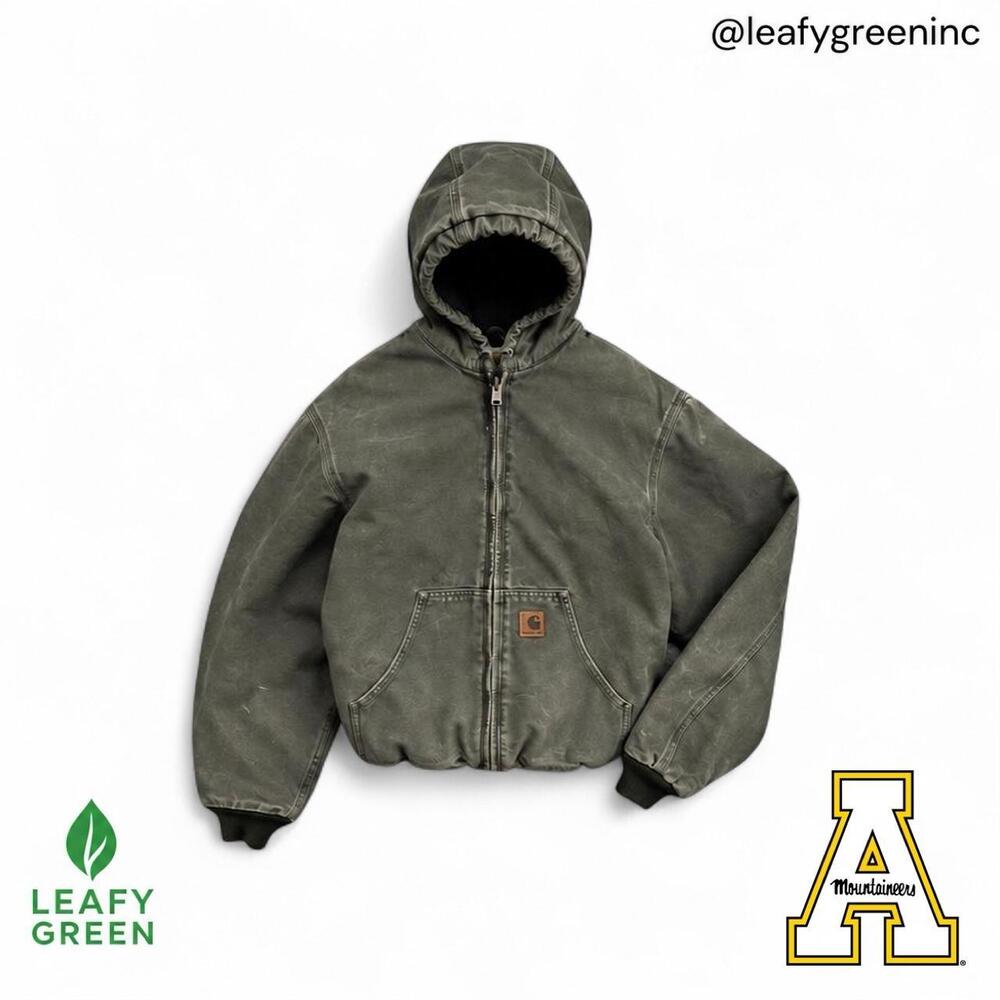 VTG 00s Carhartt J280 MOS Green Duck Canvas Quilt Lined Zip Up Jacket us sz L
